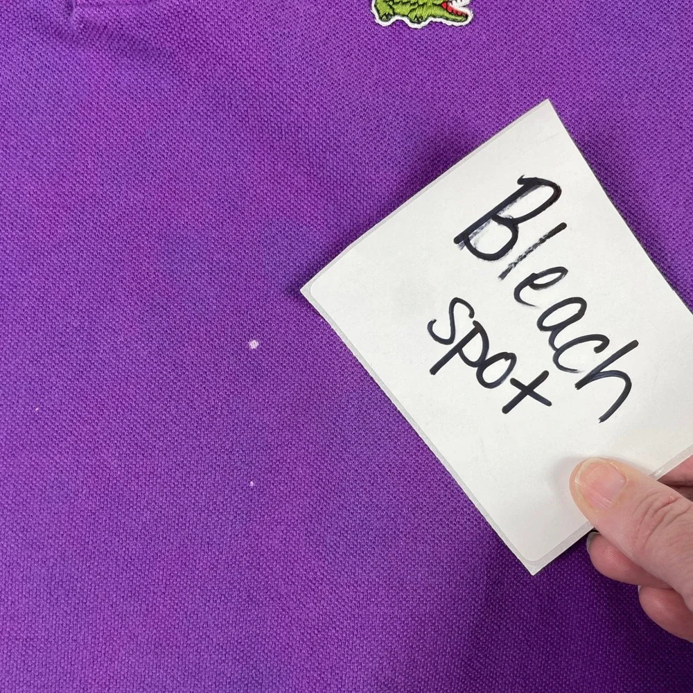 VTG IZOD Lacoste Polo Shirt Mens L Purple Patron Pique Short Sleeve Made In USA